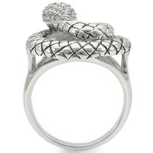 0W281 - Rhodium Brass Ring with AAA Grade CZ  in Jet