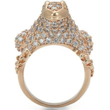 Load image into Gallery viewer, 0W283 - Rose Gold Brass Ring with AAA Grade CZ  in Jet