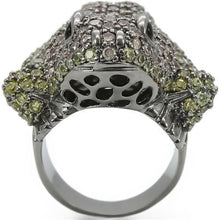 Load image into Gallery viewer, 0W284 - Ruthenium Brass Ring with AAA Grade CZ  in Multi Color