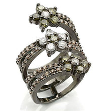 Load image into Gallery viewer, 0W293 - Ruthenium Brass Ring with AAA Grade CZ  in Multi Color