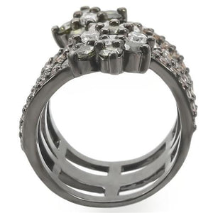 0W293 - Ruthenium Brass Ring with AAA Grade CZ  in Multi Color