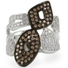 Load image into Gallery viewer, 0W295 - Rhodium + Ruthenium Brass Ring with AAA Grade CZ  in Champagne