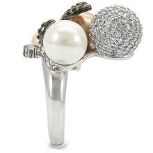 Load image into Gallery viewer, 0W296 - Rhodium + Ruthenium Brass Ring with Synthetic Pearl in Multi Color