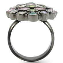Load image into Gallery viewer, 0W297 - Ruthenium Brass Ring with AAA Grade CZ  in Multi Color