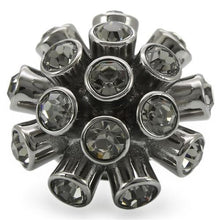 Load image into Gallery viewer, 0W306 - Ruthenium Brass Ring with Top Grade Crystal  in Jet