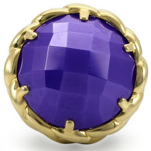 Load image into Gallery viewer, 0W311 - Gold+Ruthenium Brass Ring with Milky CZ  in Tanzanite