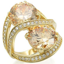 Load image into Gallery viewer, 0W314 - Gold Brass Ring with AAA Grade CZ  in Champagne