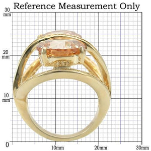 0W314 - Gold Brass Ring with AAA Grade CZ  in Champagne