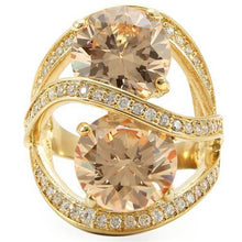 Load image into Gallery viewer, 0W314 - Gold Brass Ring with AAA Grade CZ  in Champagne