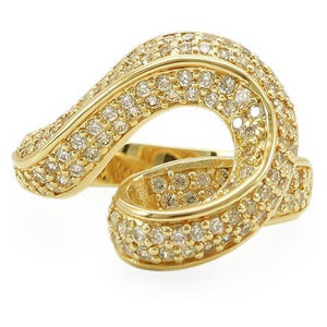 0W317 - Gold Brass Ring with AAA Grade CZ  in Clear