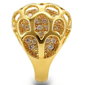 0W318 - Gold Brass Ring with AAA Grade CZ  in Clear