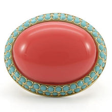 Load image into Gallery viewer, 0W334 Gold Brass Ring with Semi-Precious in Rose