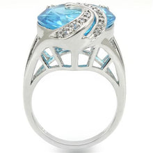 Load image into Gallery viewer, 0W343 - Rhodium Brass Ring with Synthetic Synthetic Glass in Sea Blue