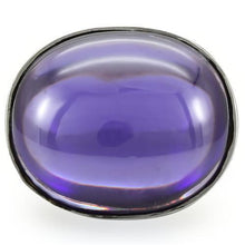 Load image into Gallery viewer, 0W345 - Rhodium Brass Ring with Genuine Stone  in Amethyst