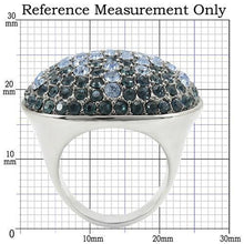 Load image into Gallery viewer, 0W347 - Rhodium + Ruthenium Brass Ring with Top Grade Crystal  in Light Sapphire