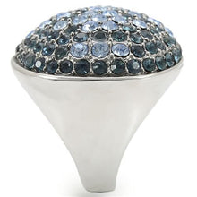 Load image into Gallery viewer, 0W347 - Rhodium + Ruthenium Brass Ring with Top Grade Crystal  in Light Sapphire