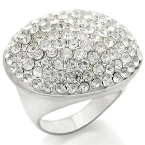 0W348 - Rhodium+Brushed Brass Ring with Top Grade Crystal  in Clear