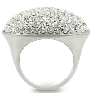 0W348 - Rhodium+Brushed Brass Ring with Top Grade Crystal  in Clear