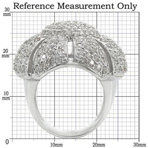0W349 - Rhodium Brass Ring with AAA Grade CZ  in Clear