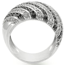 Load image into Gallery viewer, 0W351 - Rhodium + Ruthenium Brass Ring with AAA Grade CZ  in Jet