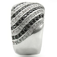 Load image into Gallery viewer, 0W351 - Rhodium + Ruthenium Brass Ring with AAA Grade CZ  in Jet