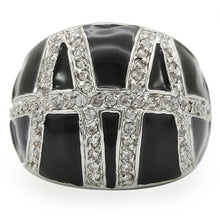 Load image into Gallery viewer, 0W355 - Rhodium Brass Ring with AAA Grade CZ  in Clear