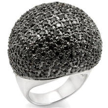 Load image into Gallery viewer, 0W362 - Rhodium + Ruthenium Brass Ring with AAA Grade CZ  in Jet