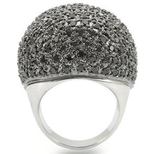 Load image into Gallery viewer, 0W362 - Rhodium + Ruthenium Brass Ring with AAA Grade CZ  in Jet