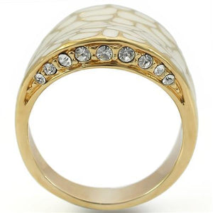 0W379 - Gold Brass Ring with Top Grade Crystal  in Clear