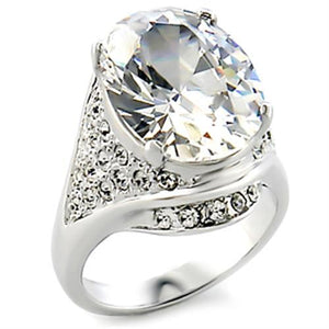12713 - Rhodium Brass Ring with AAA Grade CZ  in Clear