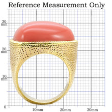 Load image into Gallery viewer, 1W026 - Gold Brass Ring with Semi-Precious Coral in Rose