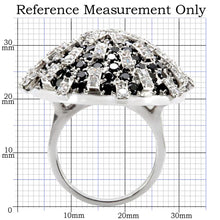Load image into Gallery viewer, 1W029 - Rhodium Brass Ring with AAA Grade CZ  in Black Diamond