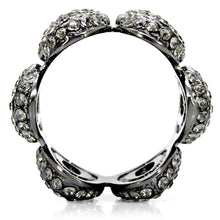 Load image into Gallery viewer, 1W033 - Ruthenium Brass Ring with Top Grade Crystal  in Black Diamond