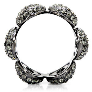 1W033 - Ruthenium Brass Ring with Top Grade Crystal  in Black Diamond