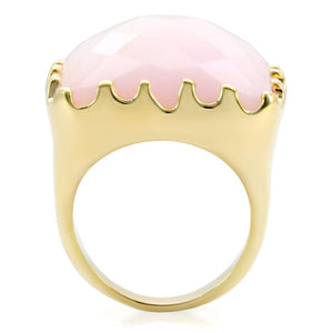 1W041 - Gold Brass Ring with Synthetic Jade in Rose