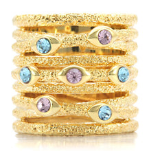 Load image into Gallery viewer, 1W047 - Gold Brass Ring with Top Grade Crystal  in Multi Color