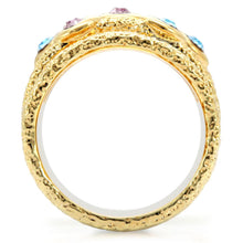 Load image into Gallery viewer, 1W047 - Gold Brass Ring with Top Grade Crystal  in Multi Color