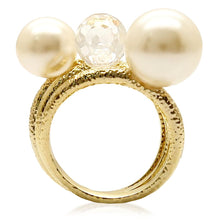 Load image into Gallery viewer, 1W054 - Gold Brass Ring with Synthetic Pearl in Citrine Yellow