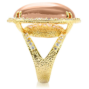 1W056 - Gold Brass Ring with Synthetic Synthetic Glass in Champagne