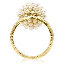 Load image into Gallery viewer, 1W060 - Gold Brass Ring with Synthetic Pearl in Citrine Yellow