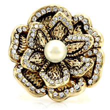 Load image into Gallery viewer, 1W063 - Gold Brass Ring with Synthetic Pearl in Citrine Yellow