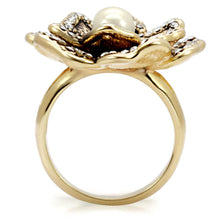 Load image into Gallery viewer, 1W063 - Gold Brass Ring with Synthetic Pearl in Citrine Yellow