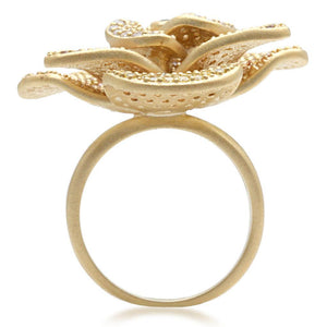 1W091 - Matte Gold Brass Ring with AAA Grade CZ  in Multi Color