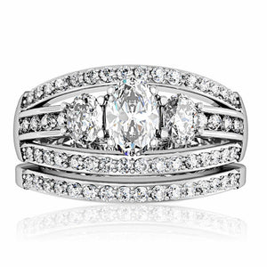 1W162 - Rhodium Brass Ring with AAA Grade CZ  in Clear