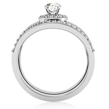 Load image into Gallery viewer, 1W164 - Rhodium Brass Ring with AAA Grade CZ  in Clear