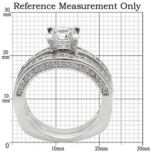1W004 - Rhodium Brass Ring with AAA Grade CZ  in Clear