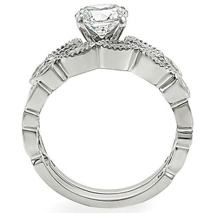 1W006 - Rhodium Brass Ring with AAA Grade CZ  in Clear