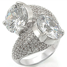 Load image into Gallery viewer, 1W015 - Rhodium Brass Ring with AAA Grade CZ  in Clear