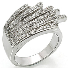Load image into Gallery viewer, 1W018 - Rhodium Brass Ring with AAA Grade CZ  in Clear