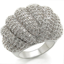 Load image into Gallery viewer, 1W020 - Rhodium Brass Ring with AAA Grade CZ  in Clear